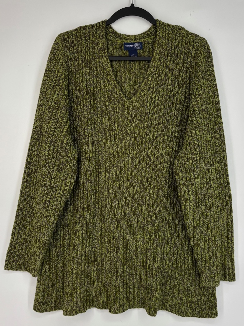 Venezia Womens Size 22 24 Pullover Tunic Sweater Olive Green Brown Marled Knit